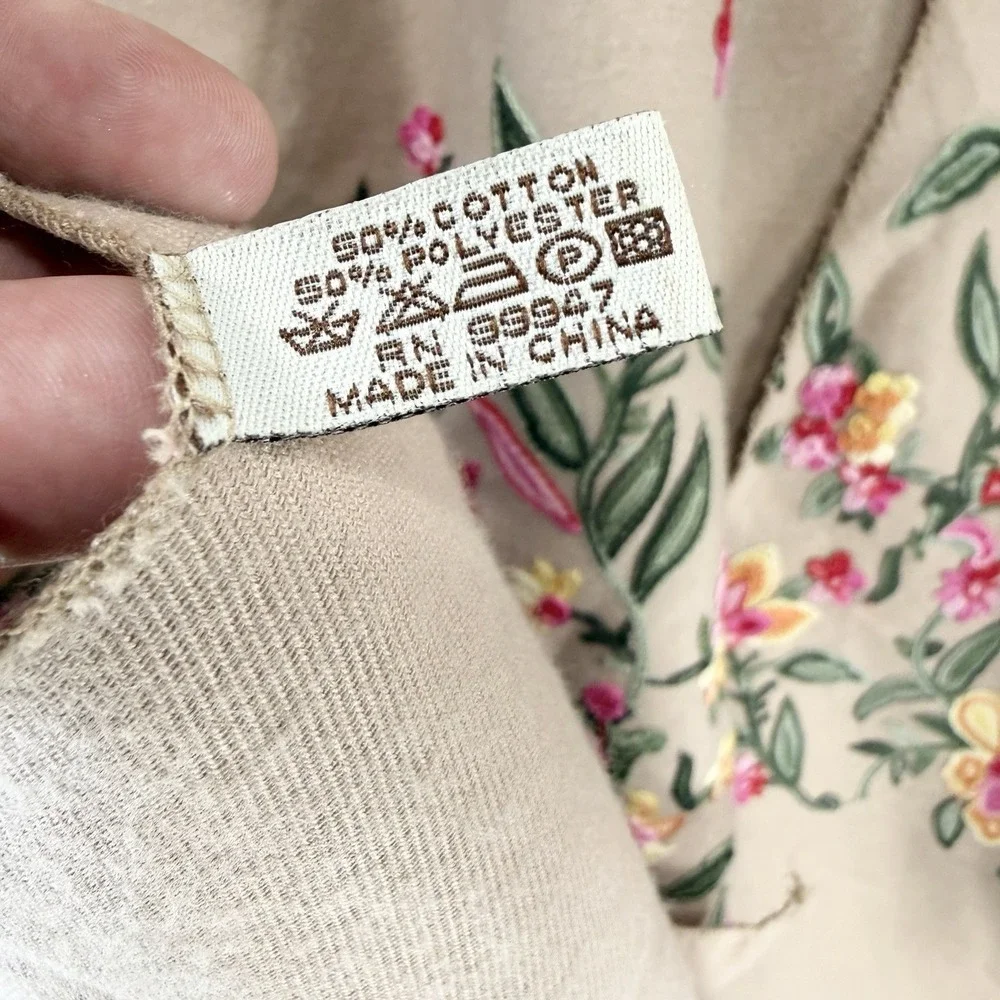 Embroidered Floral Shawl Wrap Poncho Ruana OS Tan Cottagecore Festival Boho Long